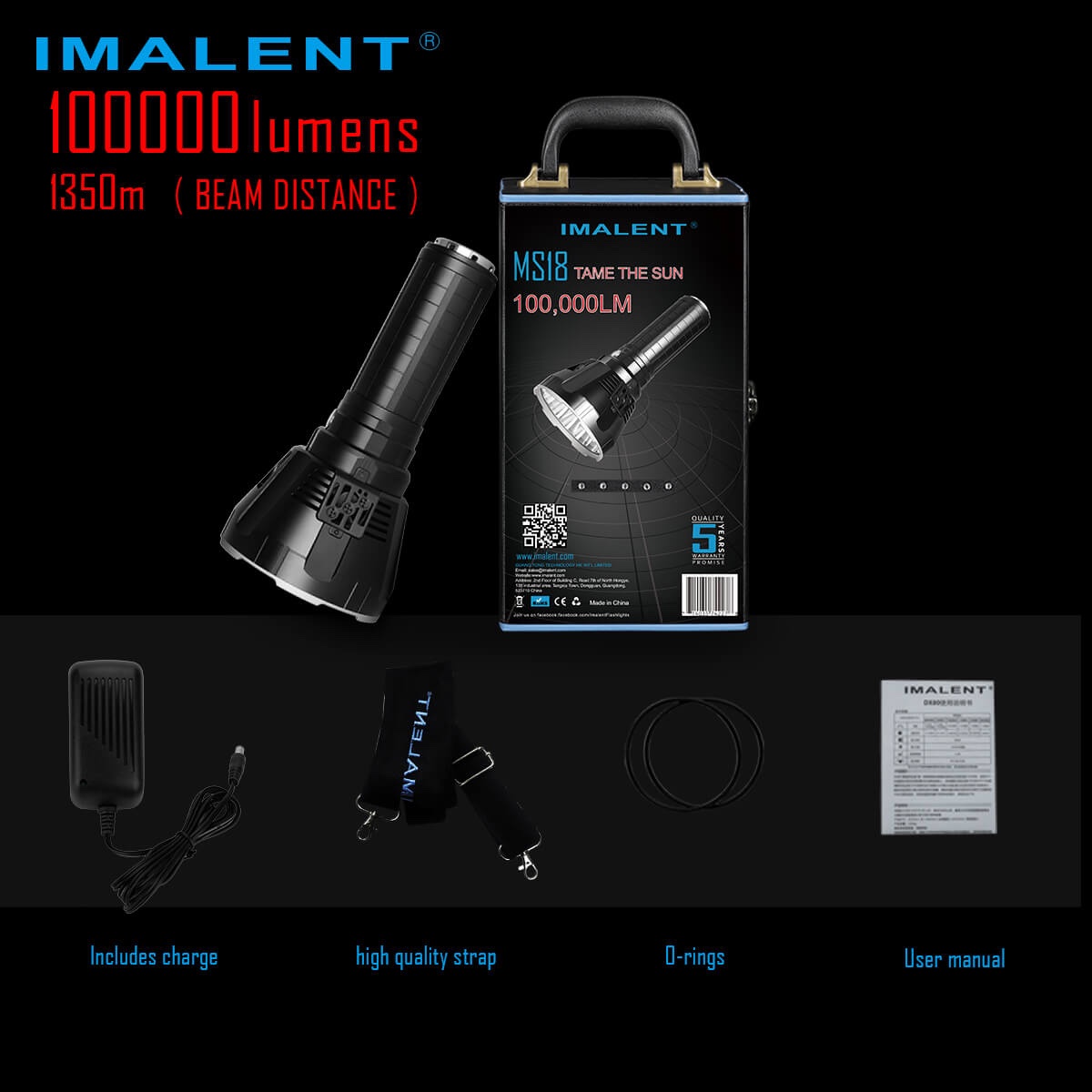 Đèn pin IMALENT MS18 (100.000 Lumens) sáng nhất thế giới