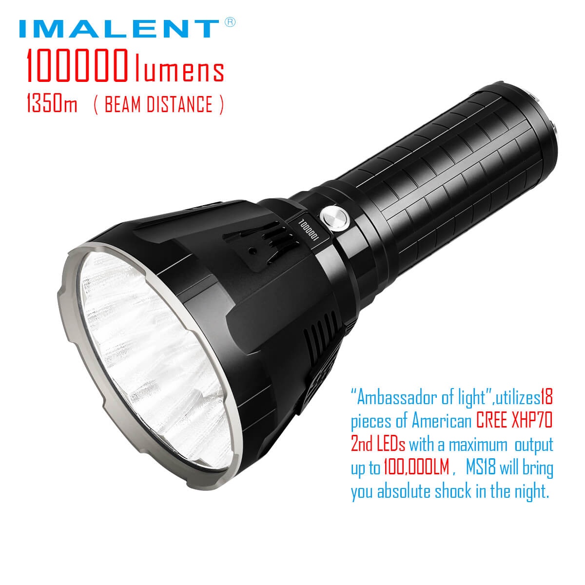 Đèn pin IMALENT MS18 (100.000 Lumens) sáng nhất thế giới