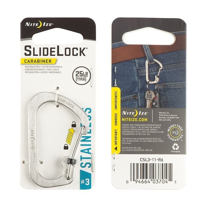 Nite Ize - Móc khóa CSL3-11-R6 - Slidelock Size #3 Carabiner (Thép không gỉ)