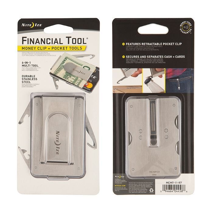 Nite Ize - Dụng cụ kẹp tiền đa năng MCMT-11-R7 Financial Tool Money clip + pocket tool ( Thép không rỉ )