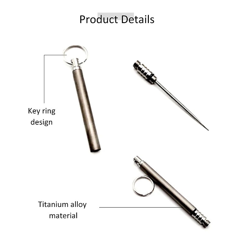 Móc Khóa EDC - Tăm Titanium treo chìa khóa (có ống đựng - T70)