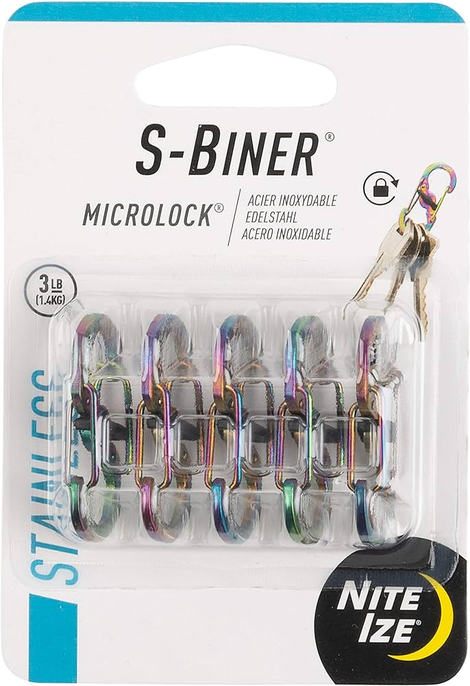 Nite Ize - Móc khóa LSBM-07-5R7 - S-Biner Microlock Stainless Steel pack 5