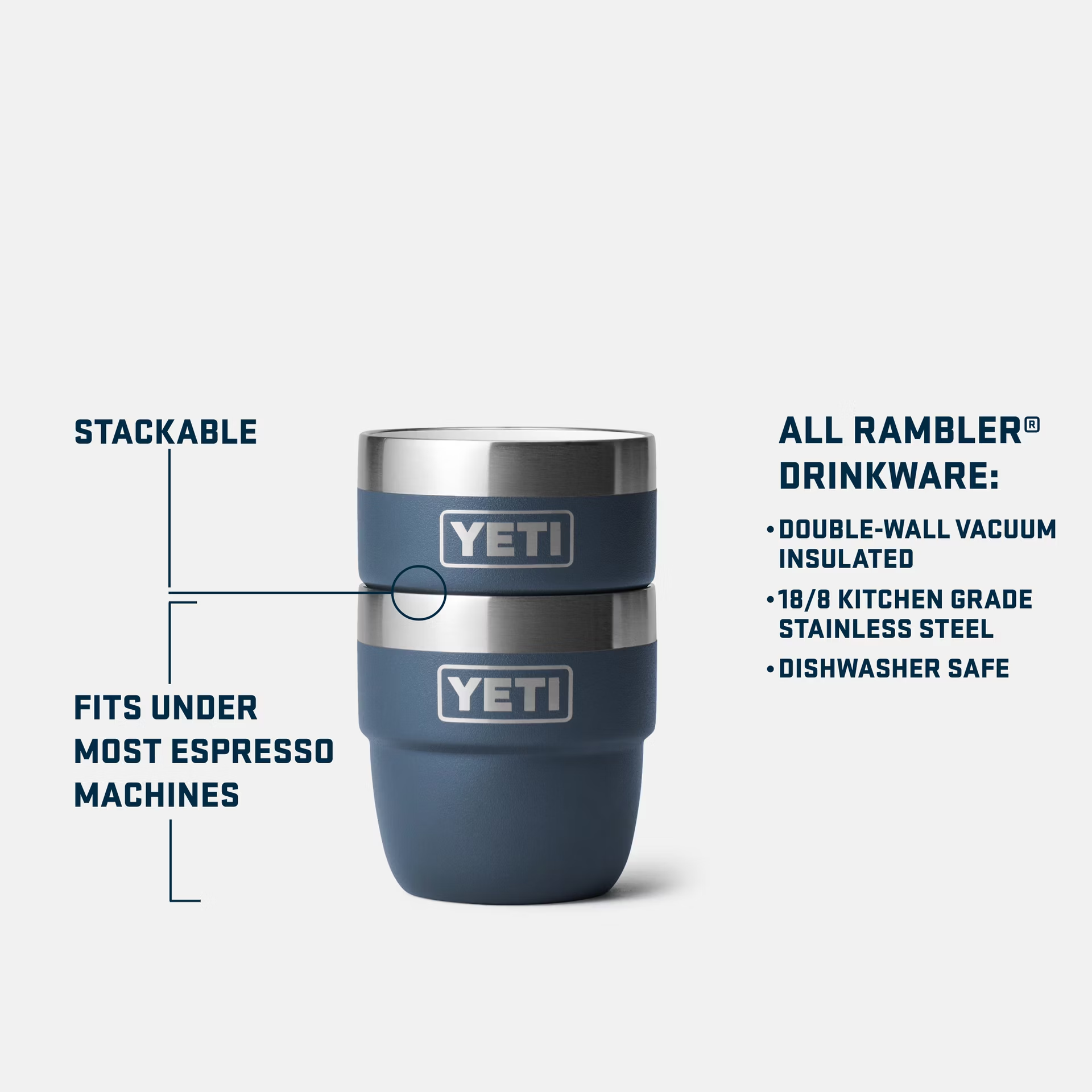 Bộ 2 Cốc Giữ Nhiệt Yeti Rambler Stackable Cup 4oz | 118ml (Màu Seafoam)