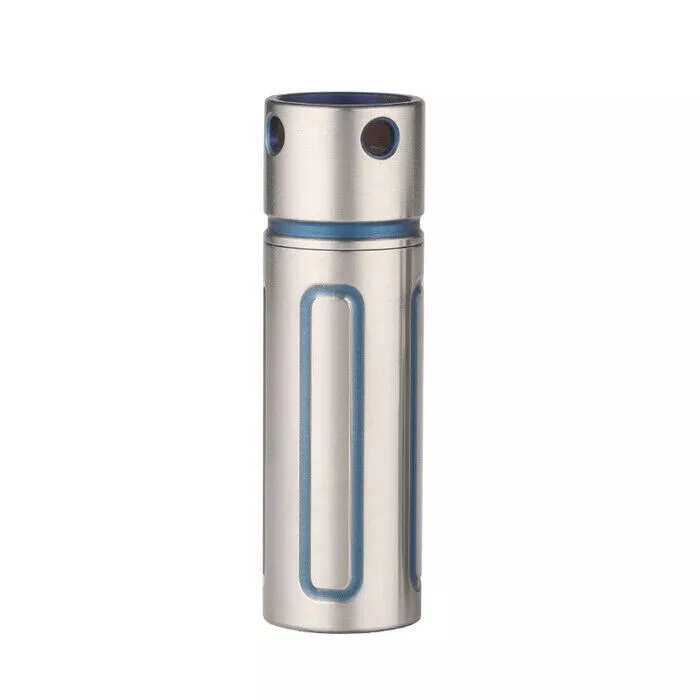 Móc Khóa EDC - Nhộng Titan Capsule Silver Blue (Rãnh Thẳng - T40B 18*60mm)