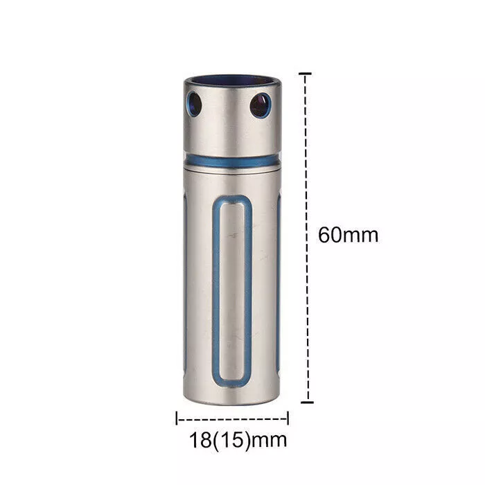 Móc Khóa EDC - Nhộng Titan Capsule Silver Blue (Rãnh Thẳng - T40B 18*60mm)