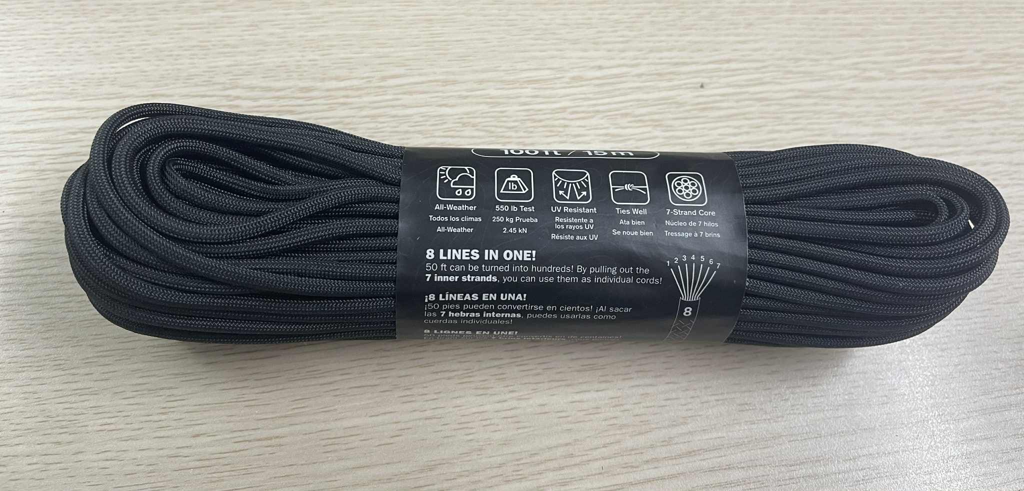 Atwood Rope - Dây Paracord 550lbs cuộn 30m màu Đen