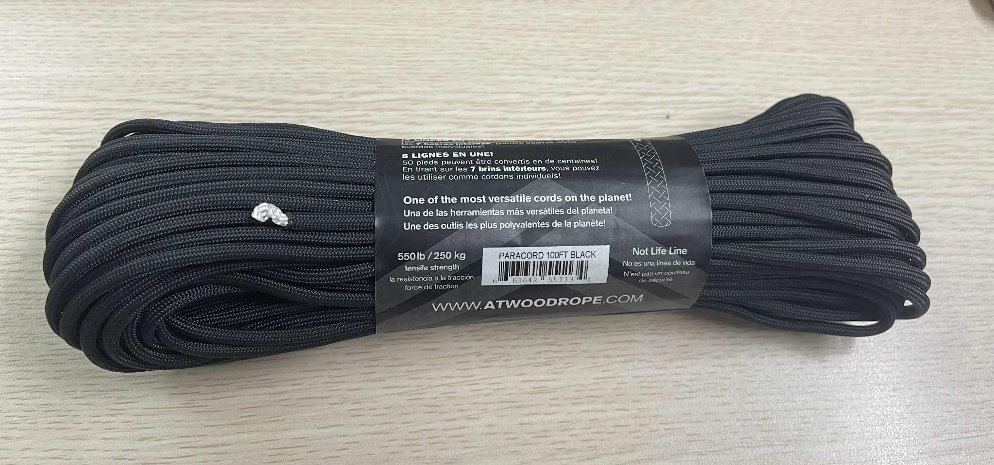 Atwood Rope - Dây Paracord 550lbs cuộn 30m màu Đen