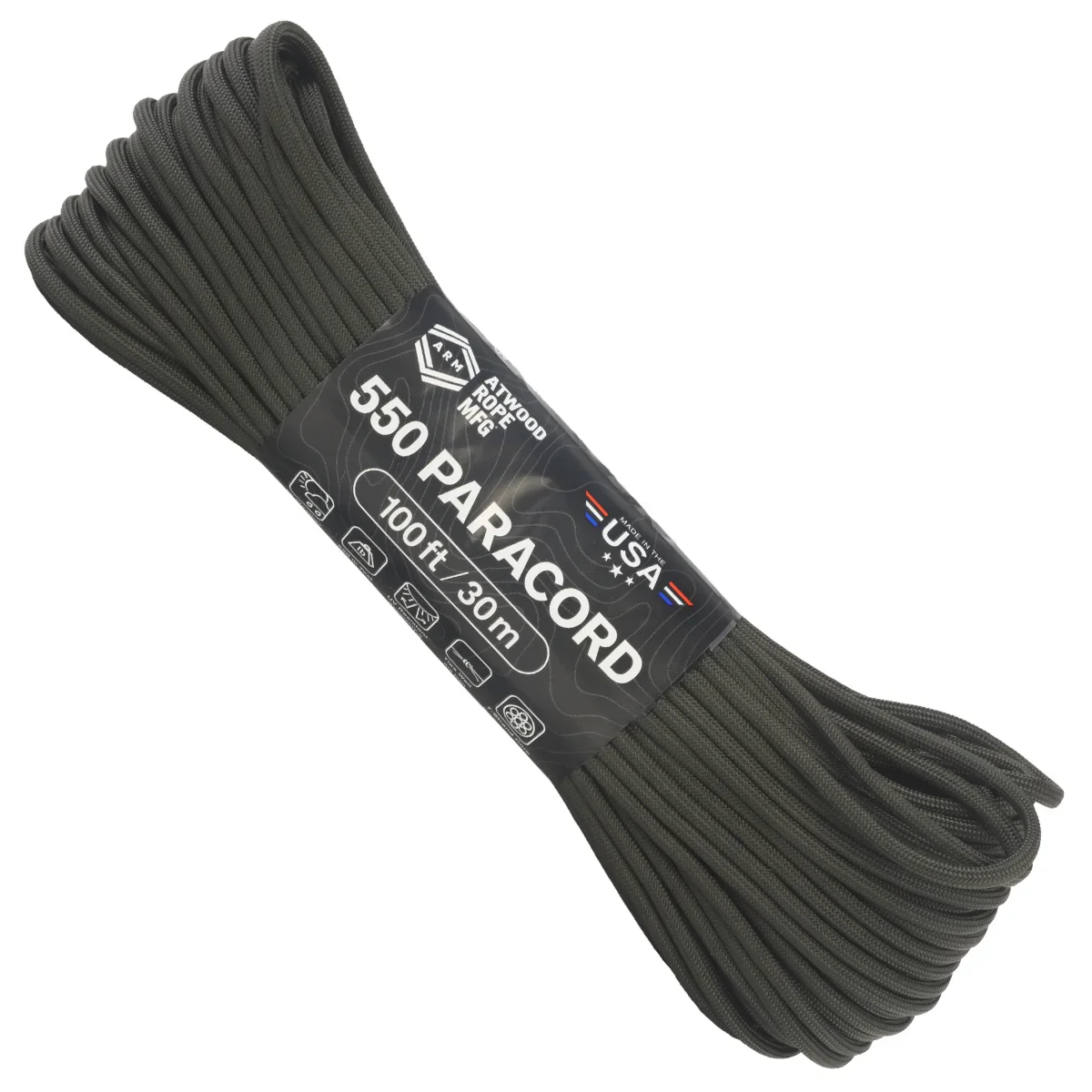 Atwood Rope - Dây Paracord 550Lbs Cuộn 30M Màu Stealth Olive