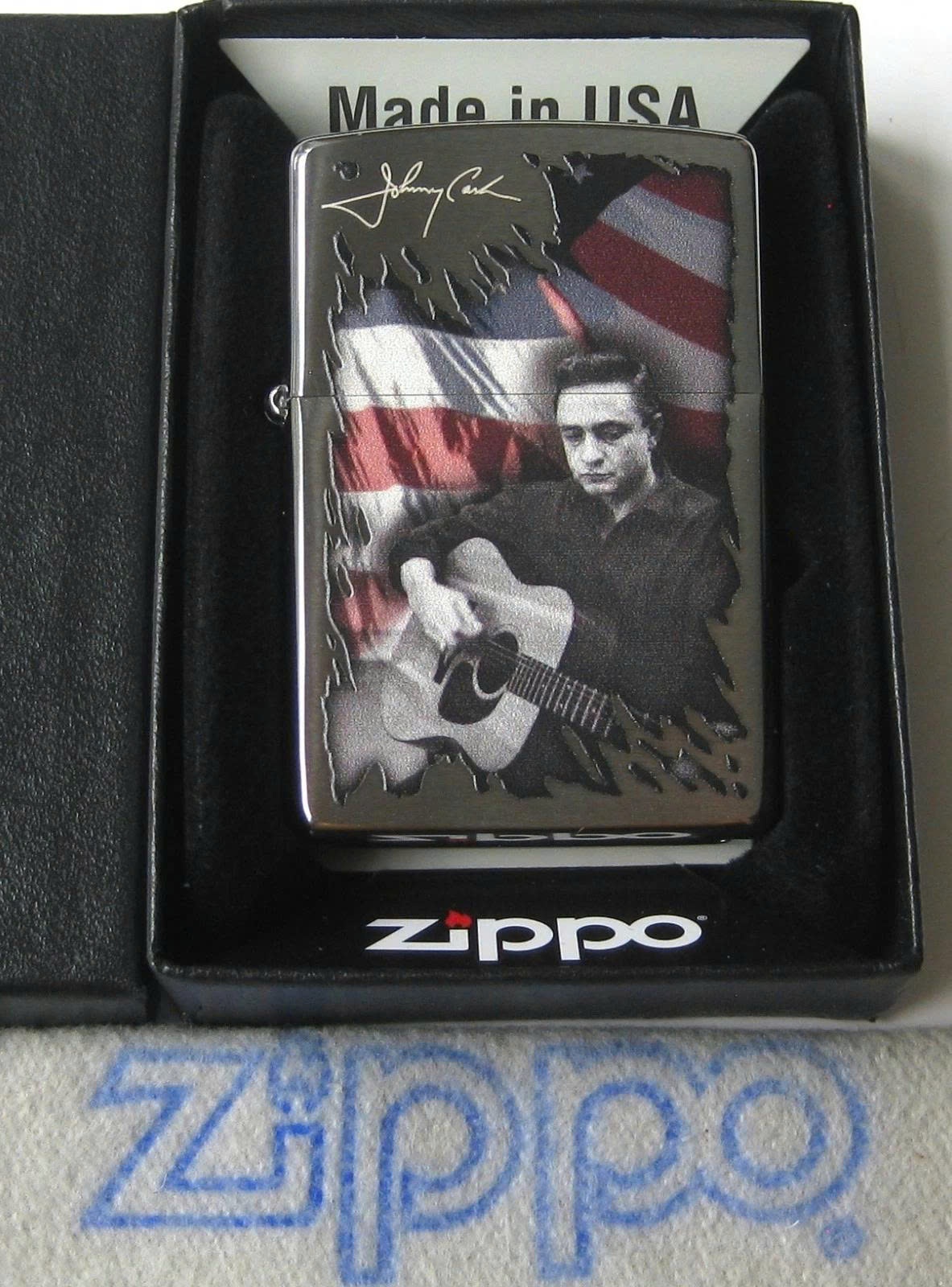 ZIPPO 46981 Johnny Cash USA Design, Brushed Chrome Lighter