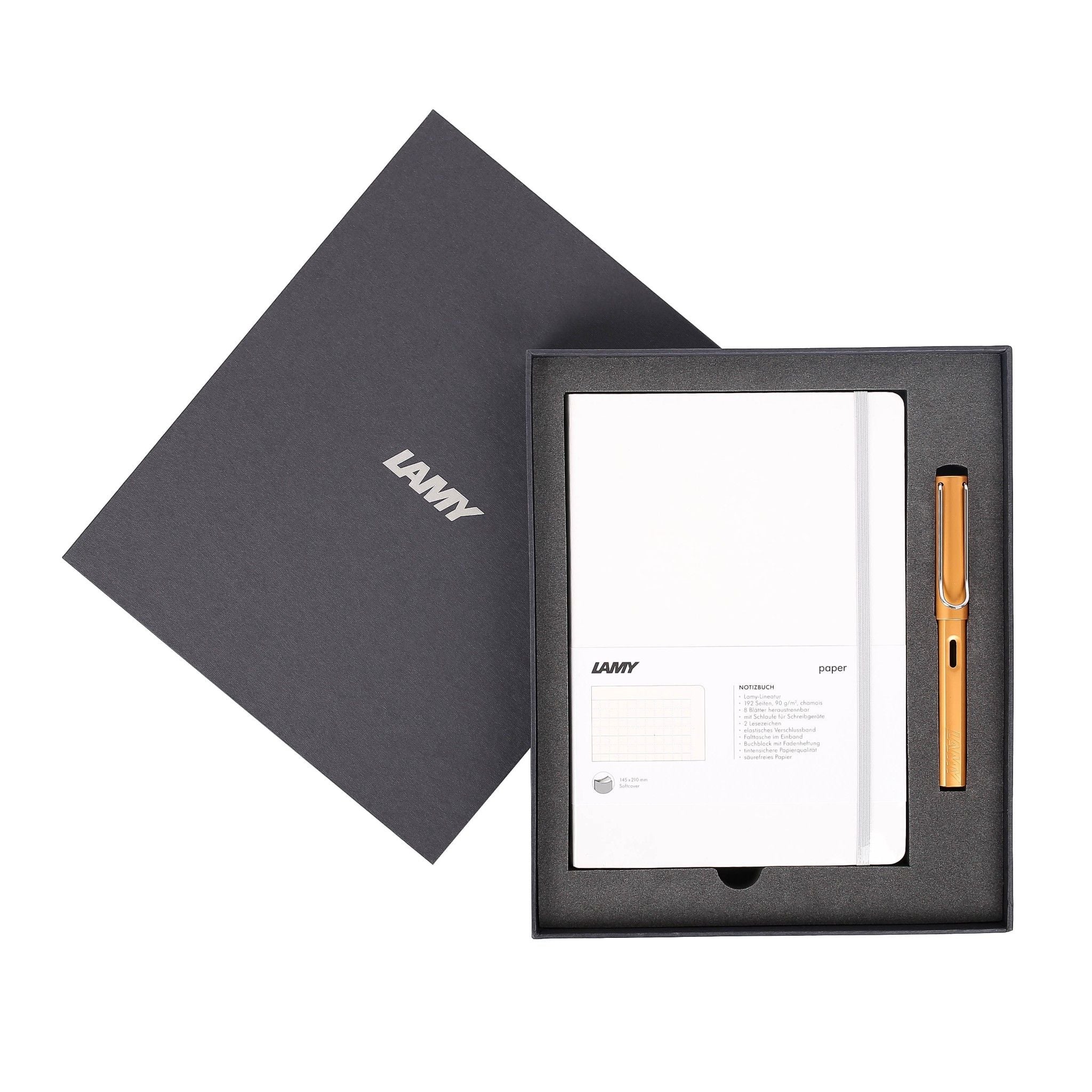 Bộ quà tặng - Lamy sổ Notebook A5 White + bút máy Lamy Al-star Bronze - ngòi F