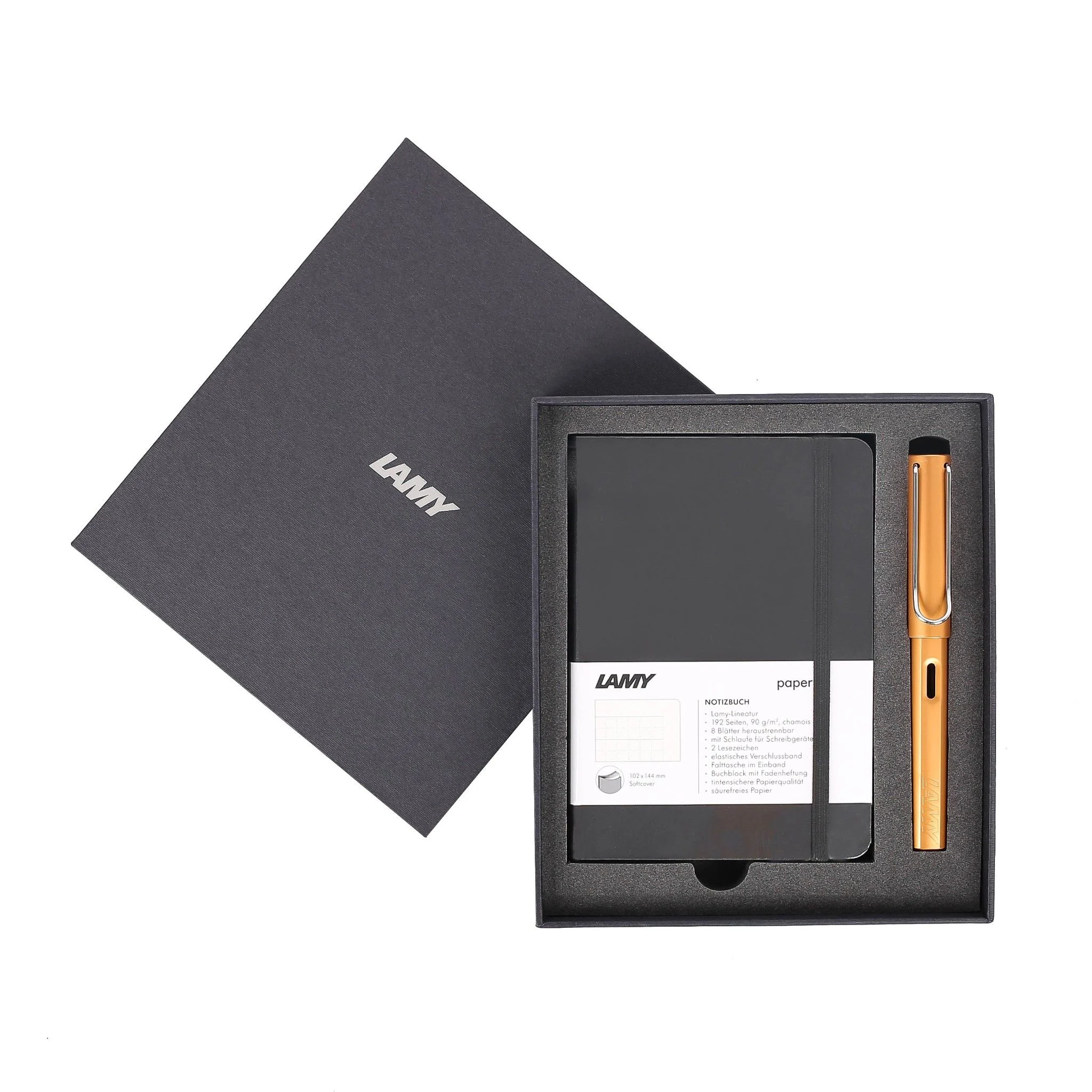 Bộ quà tặng - Lamy sổ Notebook A6 Softcover (Black) + Bút máy Lamy Al-Star Bronze