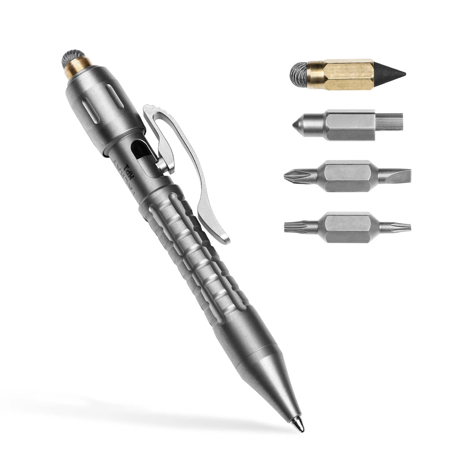 Bút Titanium Tacray Bolt Action Mini treo chìa khóa - đầu bấm - MP1 (màu xám - grey)