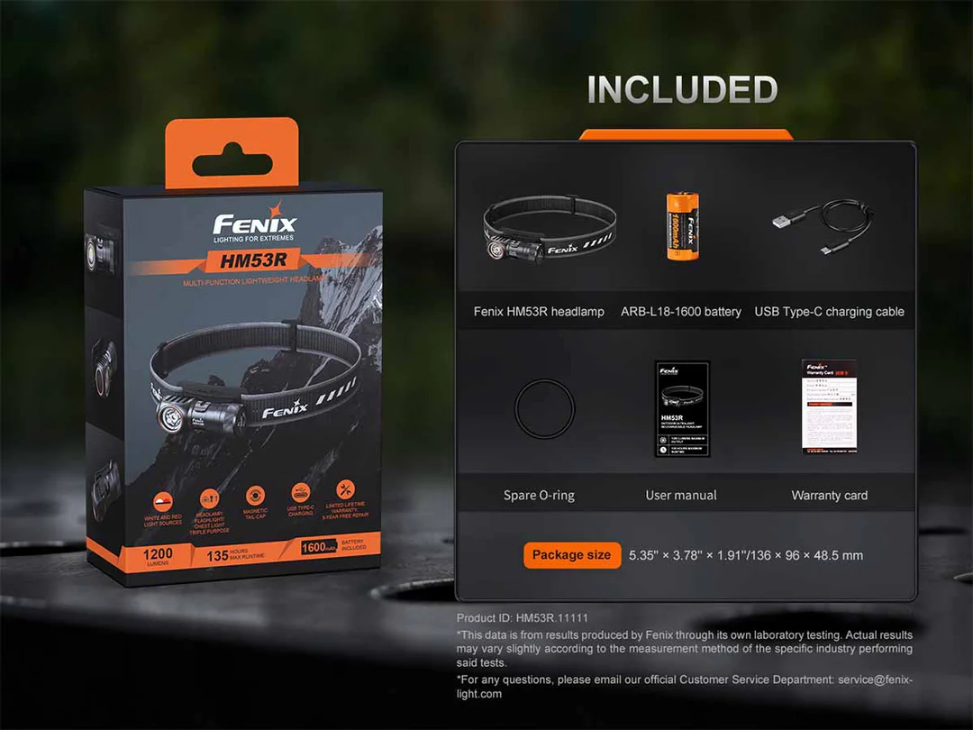 Đèn pin đội đầu FENIX HM53R (1200 Lumens) - Black
