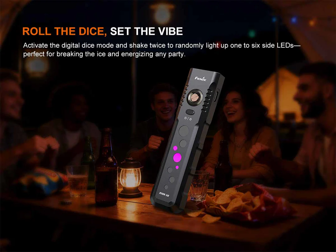 Đèn pin thân dẹt Fenix E08R UE (1600 Lumens) - tích hợp Laser xanh lá, Led đỏ
