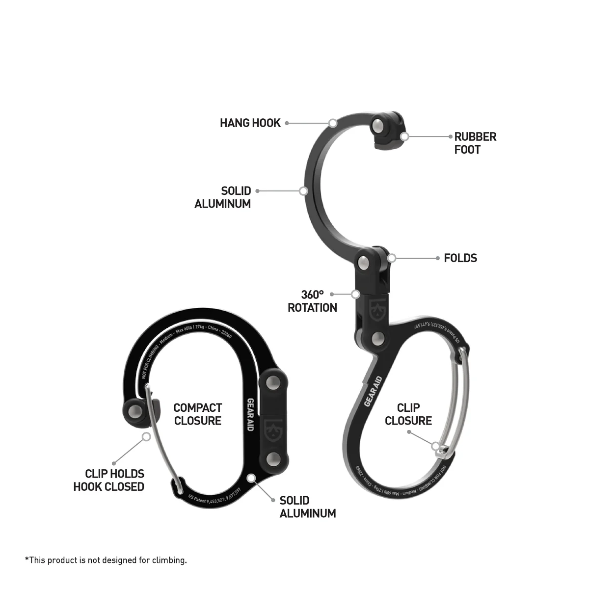 Móc treo đa năng Heroclip Medium – Màu đen (Black)