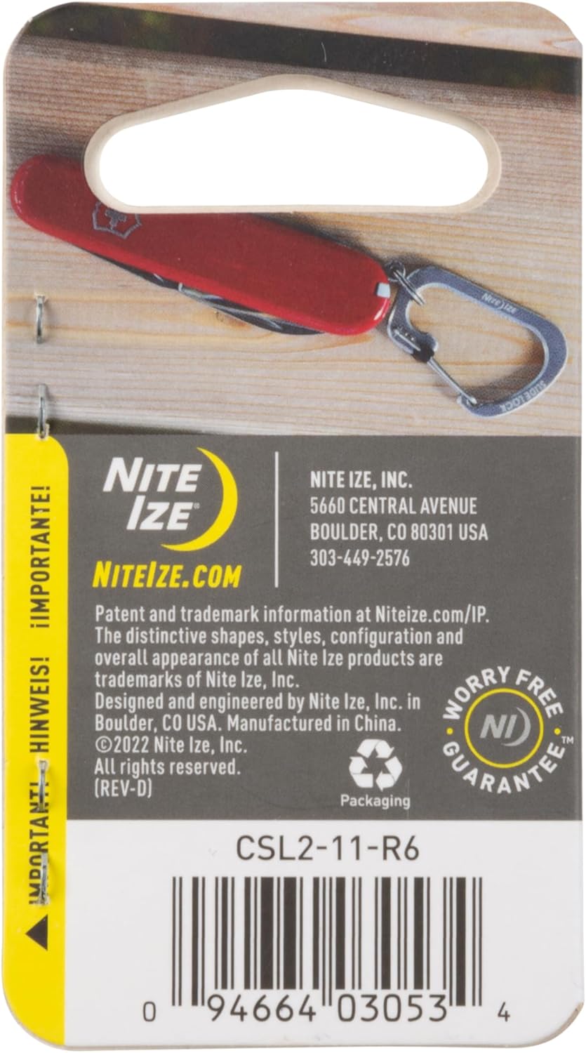 Nite Ize - Móc khóa CSL2-11-R6 - Slidelock Size #2 Carabiner (Thép không gỉ)