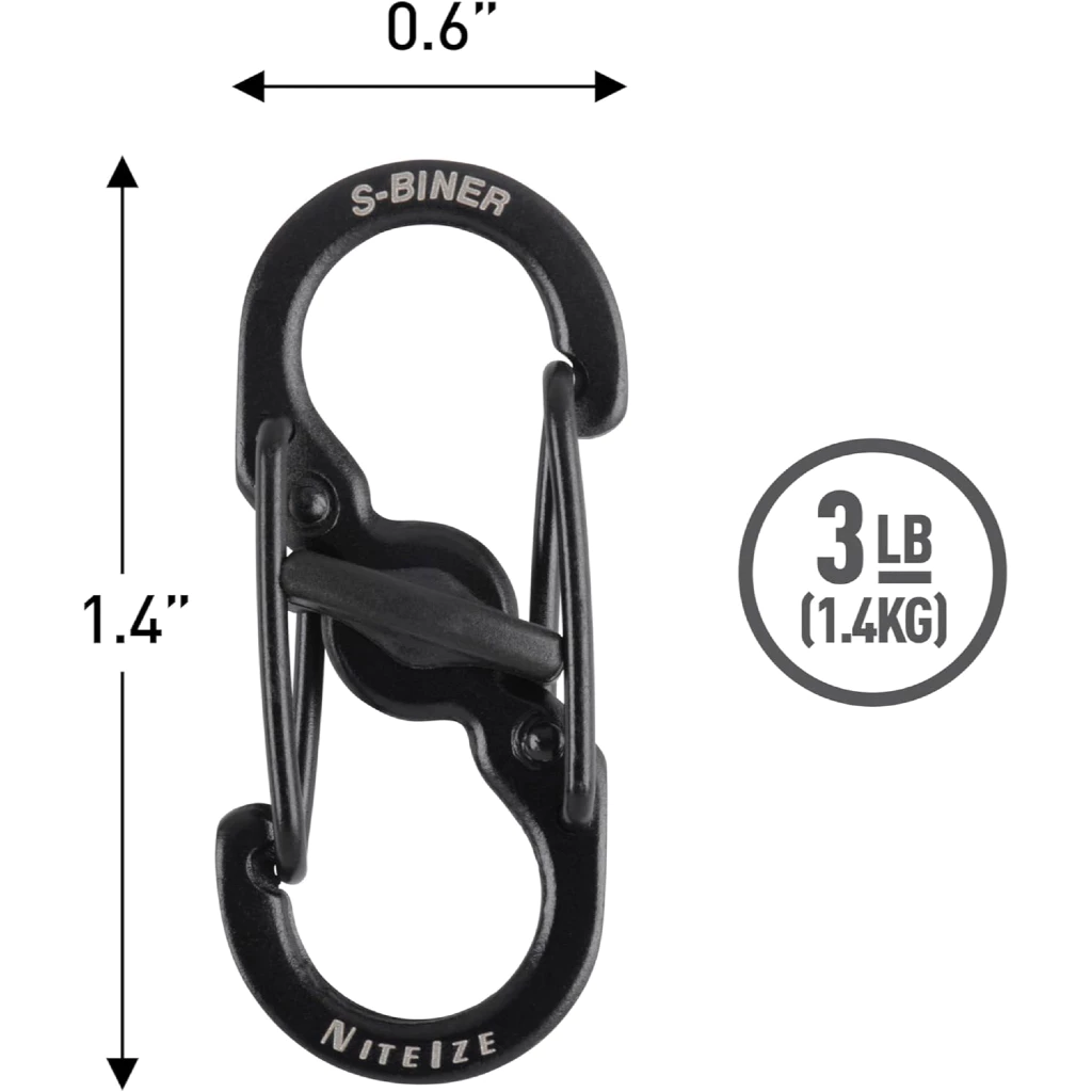 Nite Ize - Móc khóa LSBM-01-2R3 - S-Biner Microlock pack 2 (Thép đen Black Oxit)