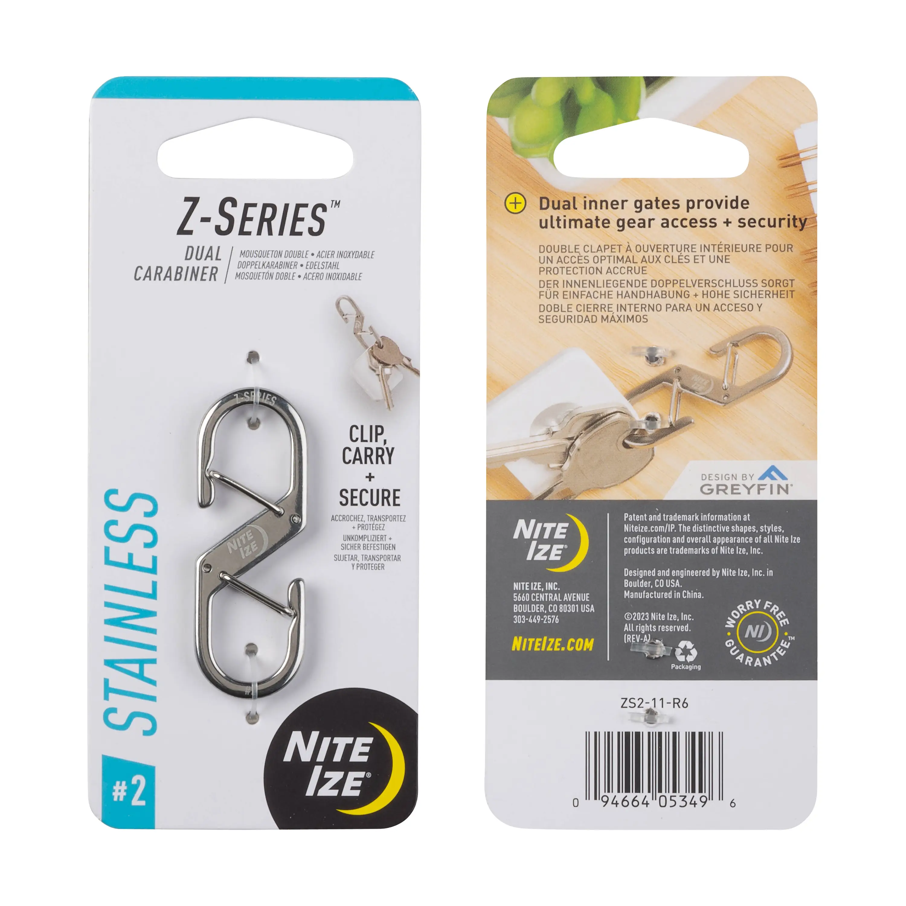 Nite Ize - Móc khóa ZS2-11-R6 - Z-SERIES - Size 2 (Thép không gỉ)