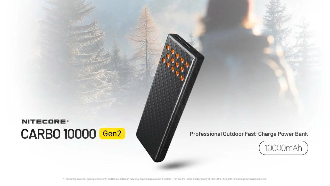 Sạc dự phòng Nitecore CARBO 10000 Gen2 (màu cam) - Vỏ carbon, 30W, chống nước IPX8