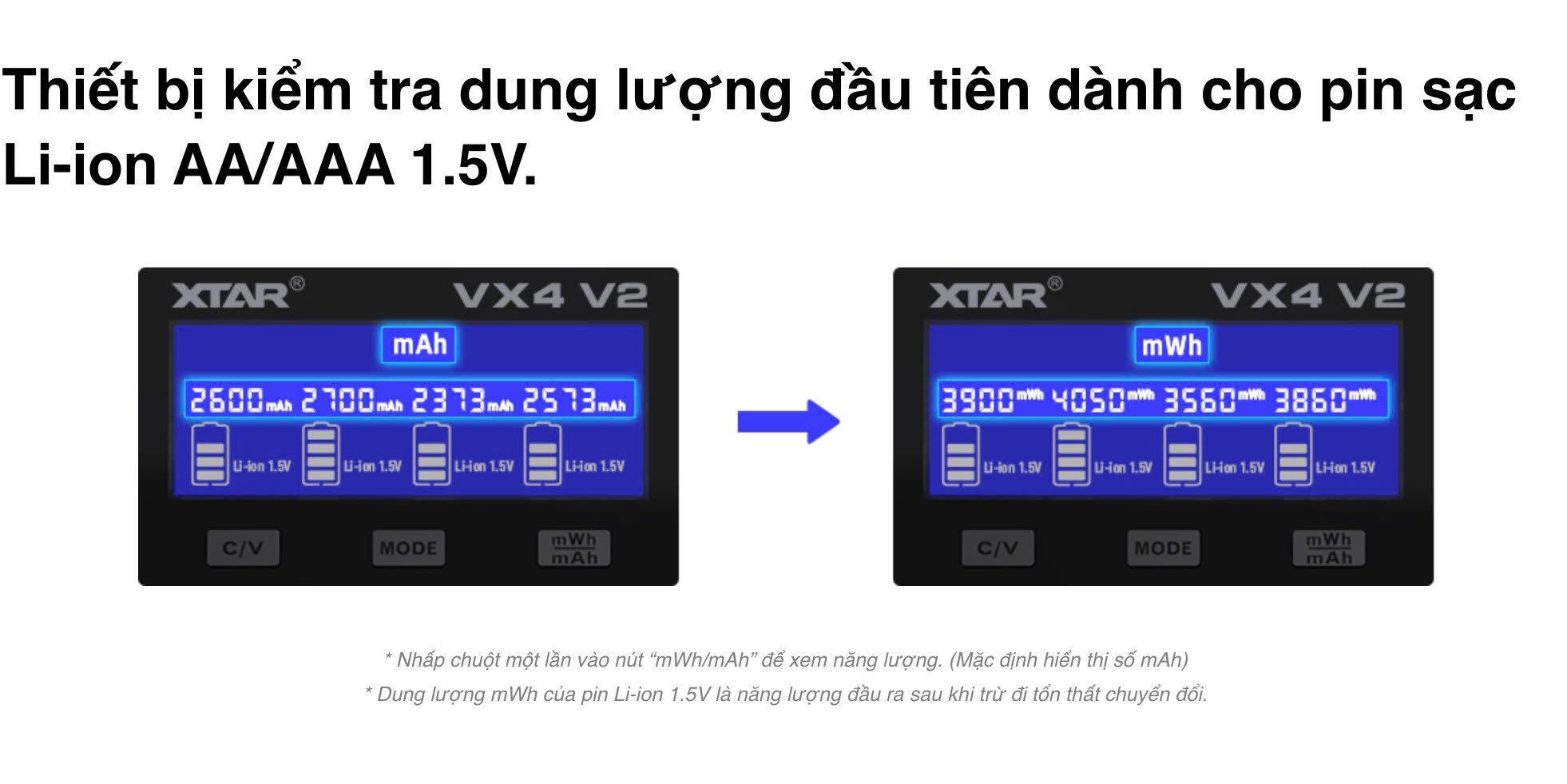 Sạc pin đa năng Xtar VX4 V2 (with adapter)