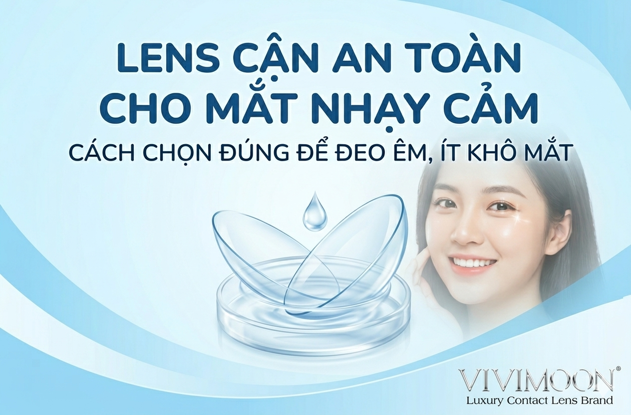 Lens cận an toàn cho mắt nhạy cảm: Cách chọn đúng để đeo êm, ít khô mắt