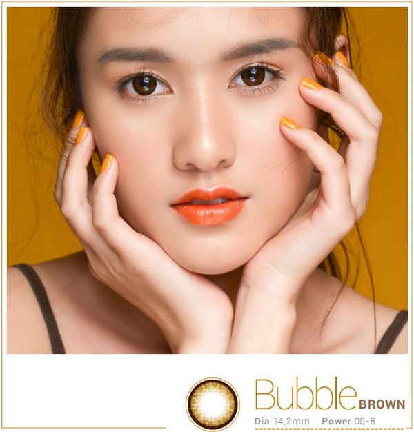 mẫu lens màu nâu bubble brown