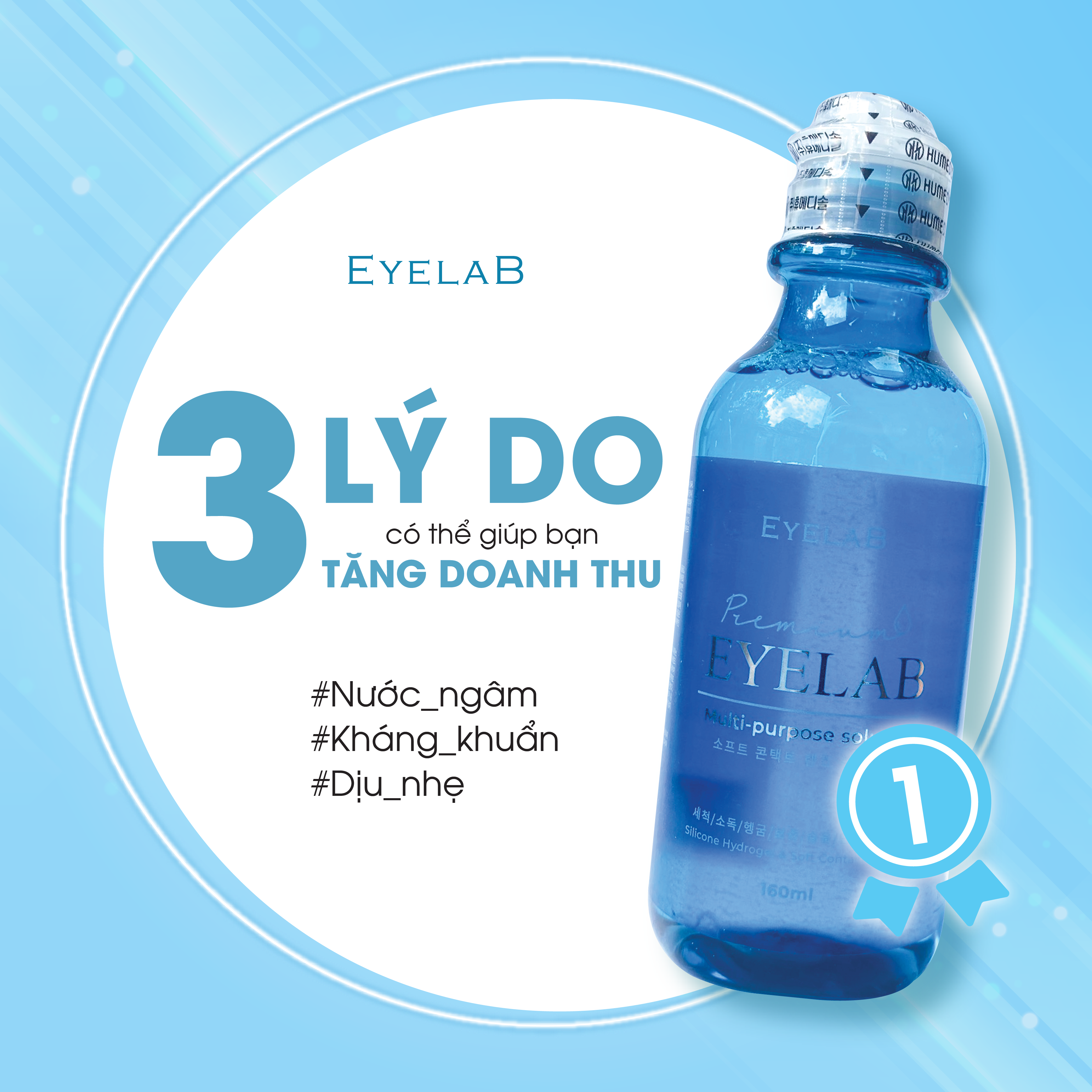 Sử dụng nước ngâm lens chuyên dụng Eyelab để vệ sinh lens hiệu quả