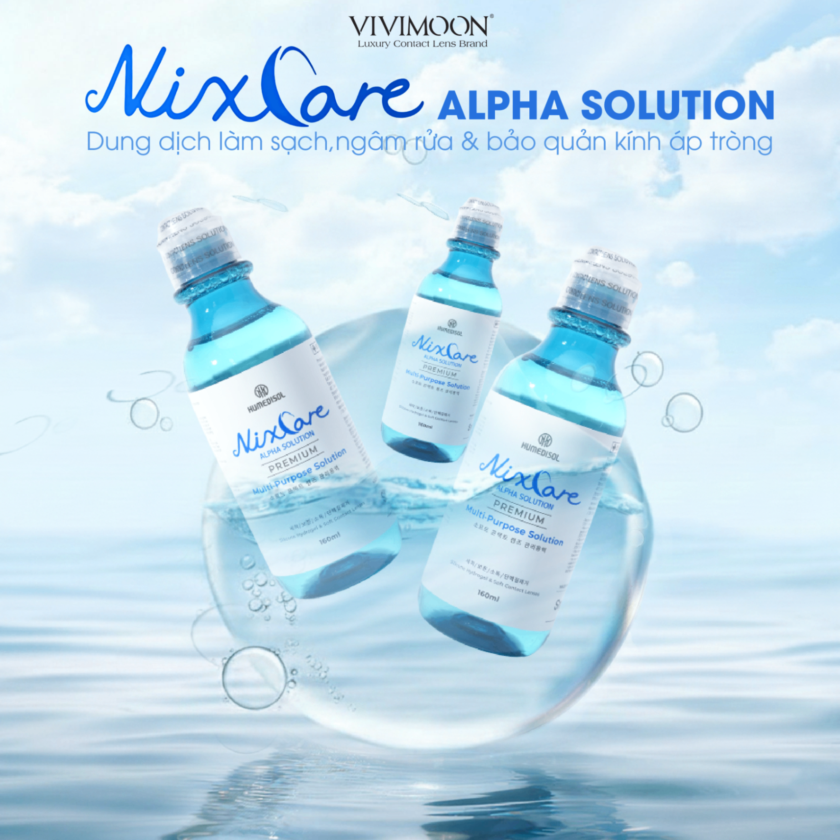 Dung dịch làm sạch, ngâm rửa và bảo quản kính áp tròng Nixcare Alpha 160ml