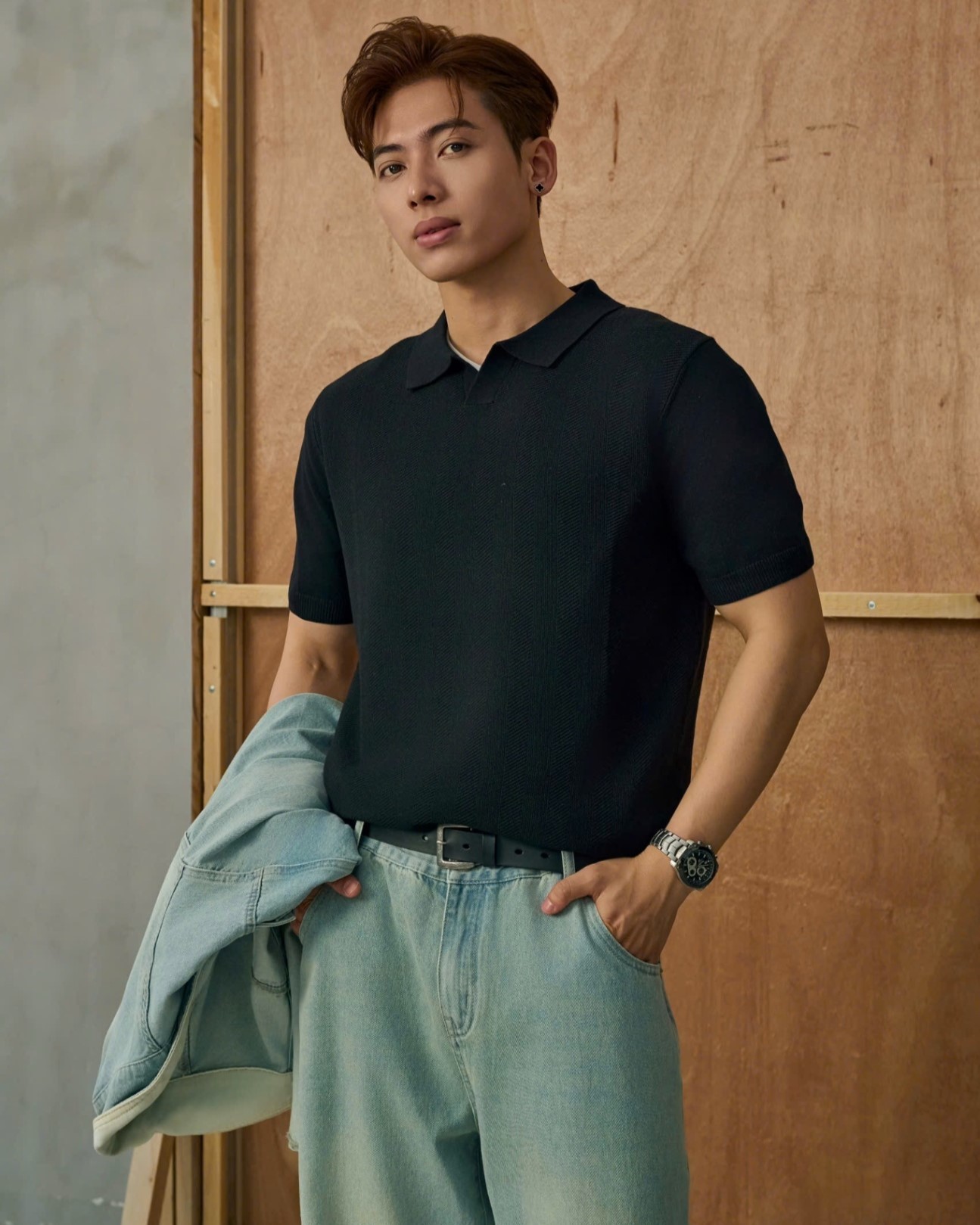 Polo dệt kim cổ V 3010 MBY JR