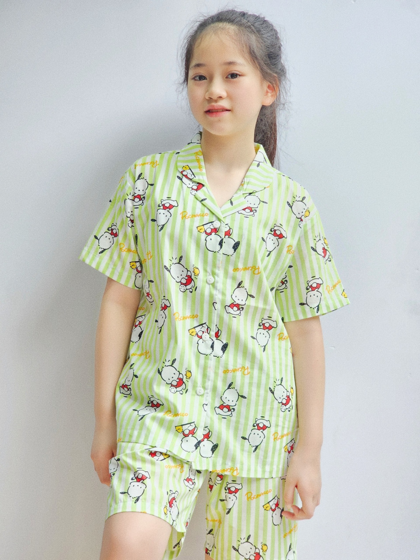 Bộ pijama cho bé, áo ngắn tay, quần cộc, họa tiết thú ngộ nghĩnh, 2 màu