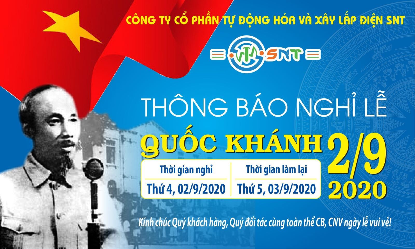 SNT Thông báo lịch nghỉ lễ 2/9/2020 