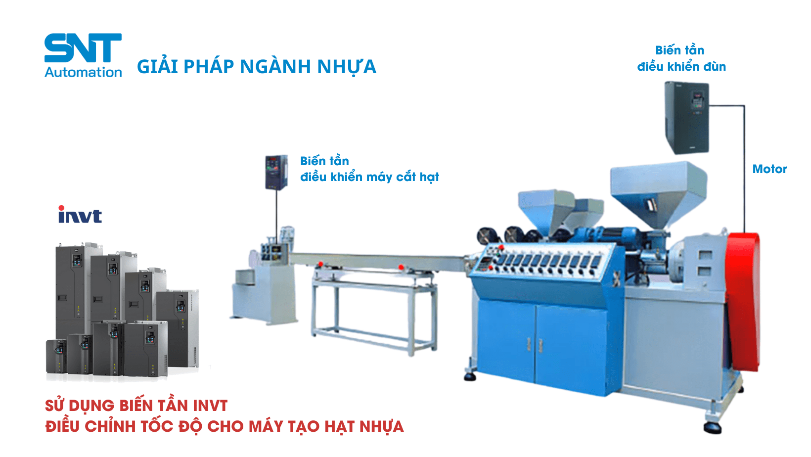 SỬ DỤNG BIẾN TẦN INVT  ĐIỀU CHỈNH TỐC ĐỘ CHO MÁY TẠO HẠT NHỰA 