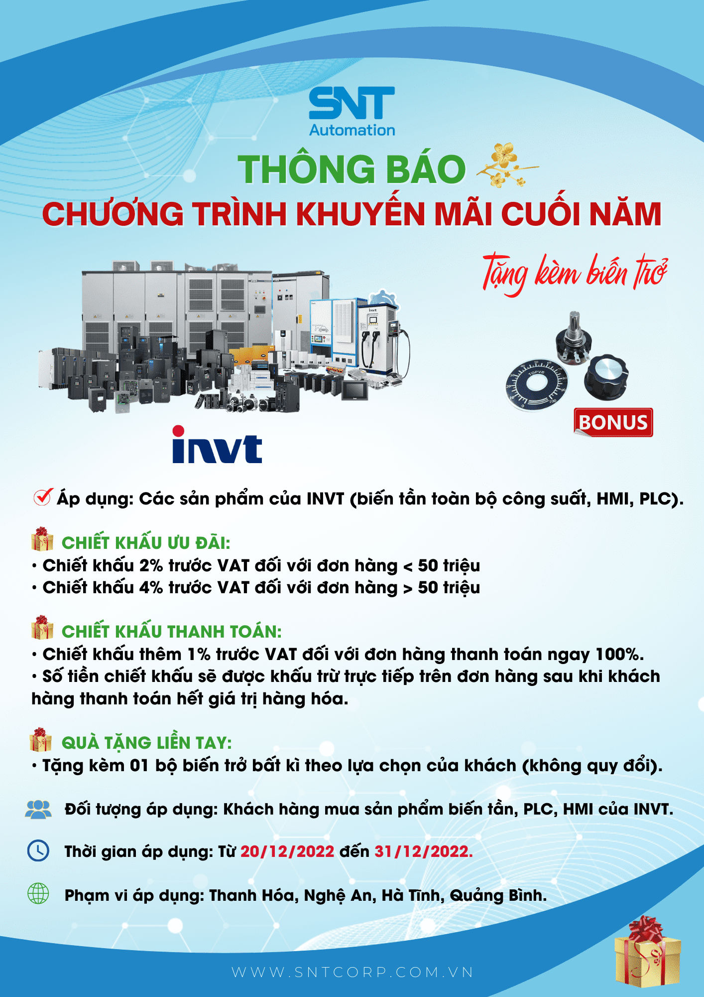 SNT AUTOMATION THÔNG BÁO CHƯƠNG TRÌNH ƯU ĐÃI CUỐI NĂM 