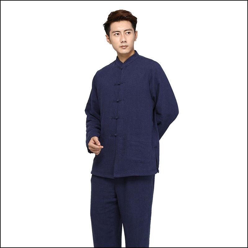 Bộ Quần Áo Nam Nữ Vải Lanh Lót Lông, Mầu Xanh Biển Size S, M, L, XL