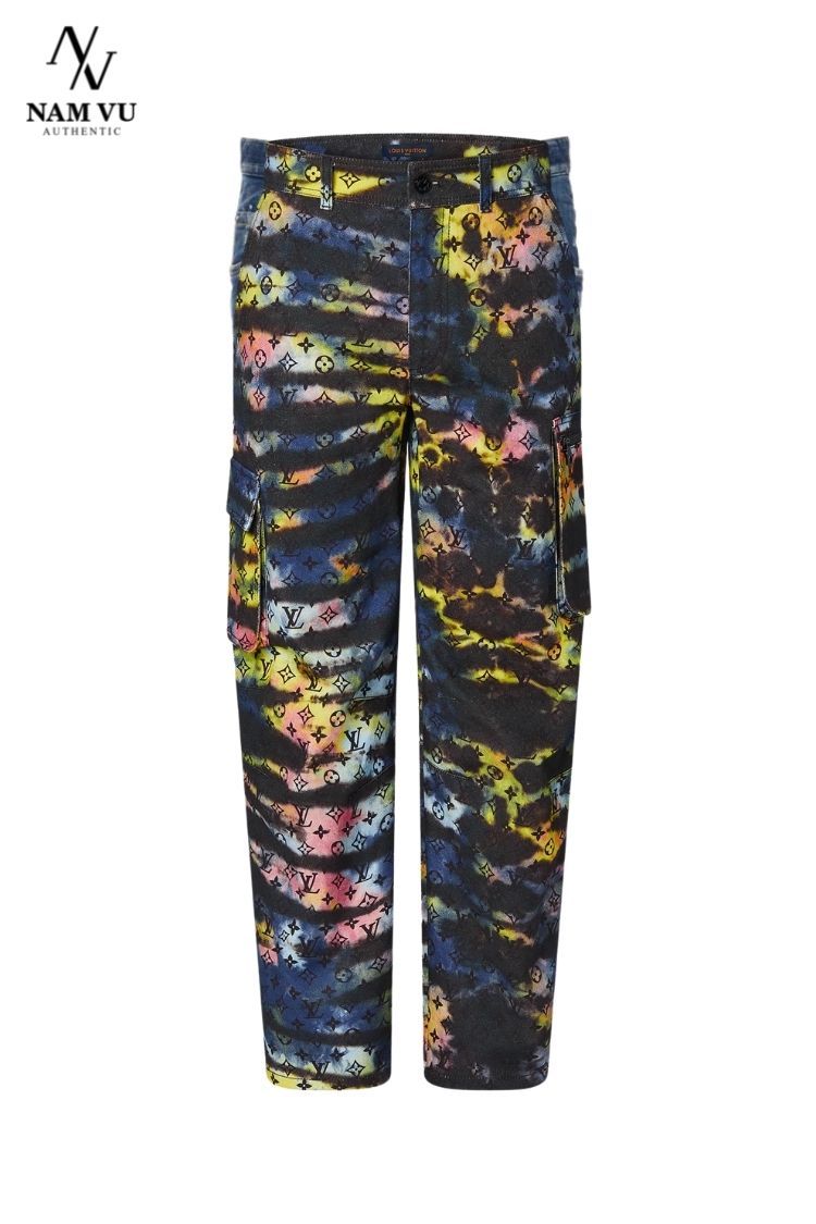 QJLV Printed monogram tie-dye cargo denim pant 1A9A41