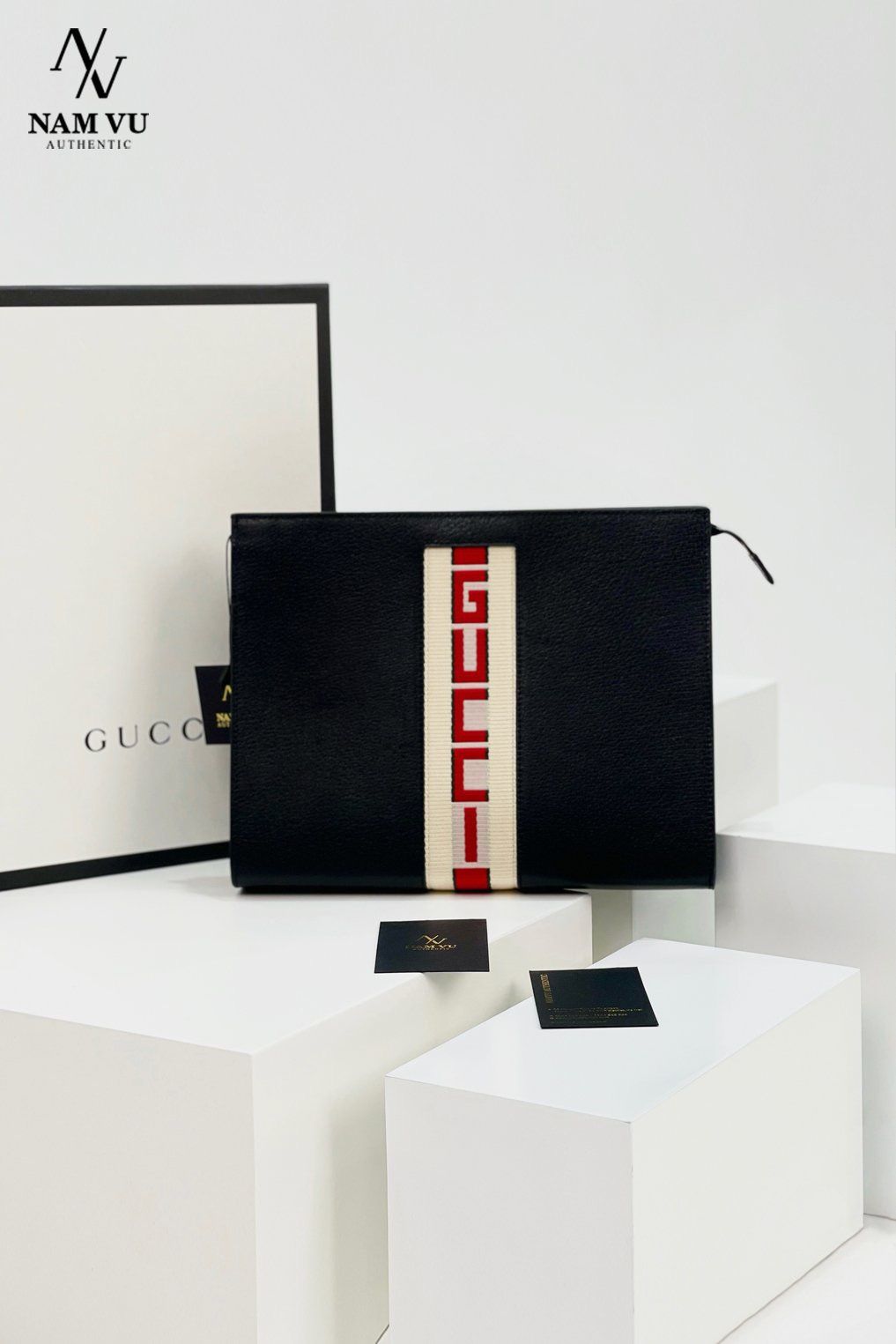 PKGC clutch sọc logo gucci