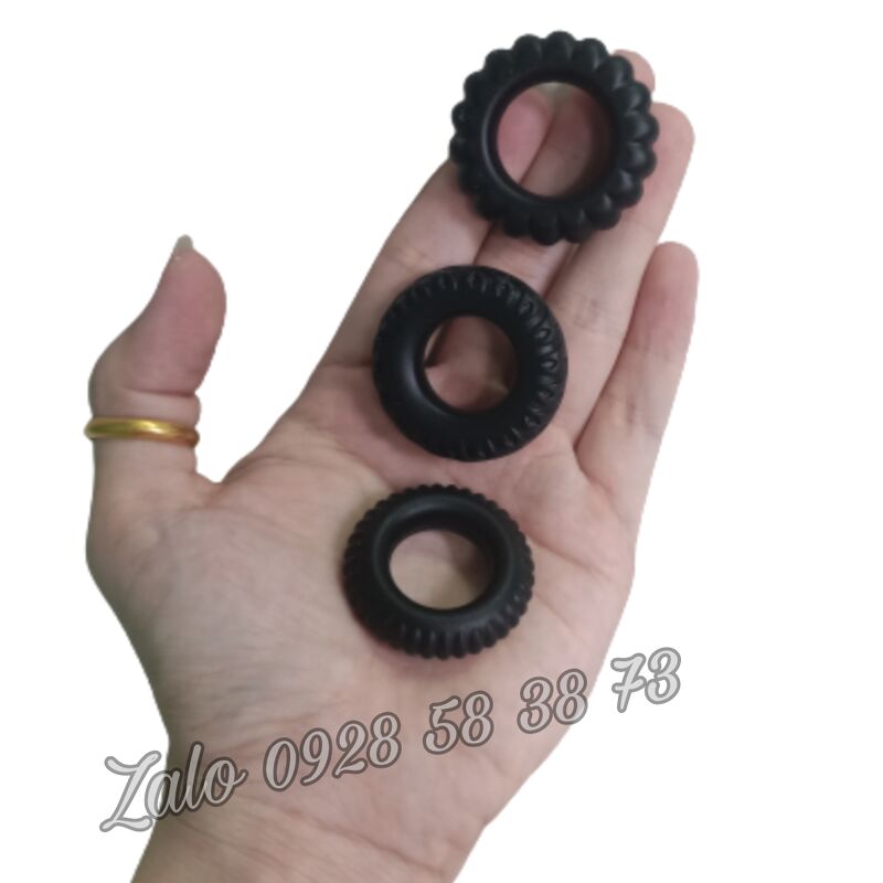 Vòng đeo dương vật cao su 3 cái màu đen