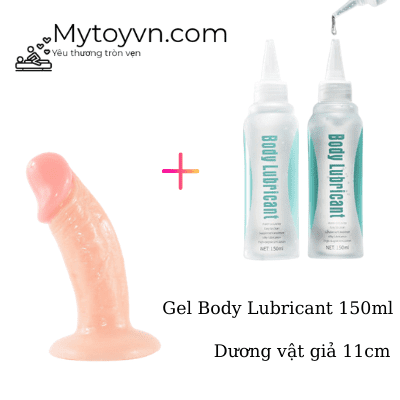 Combo dương vật giả 11cm và gel bôi trơn Body Lubricant 150ml