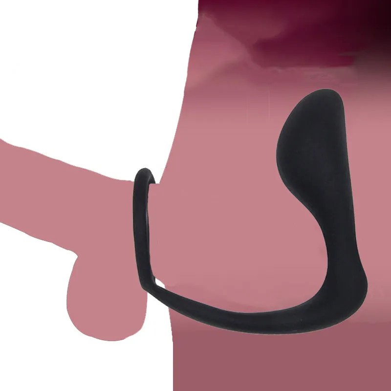 Plug cao su kết hợp cockring kích thích điểm G