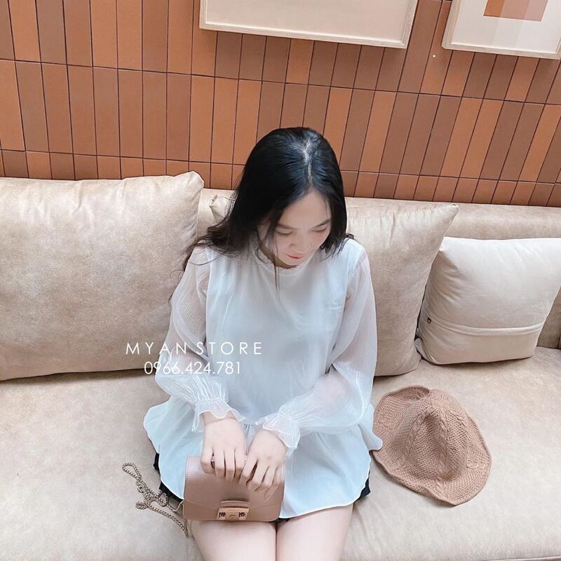 Áo baby bèo cổ, phối tay tơ