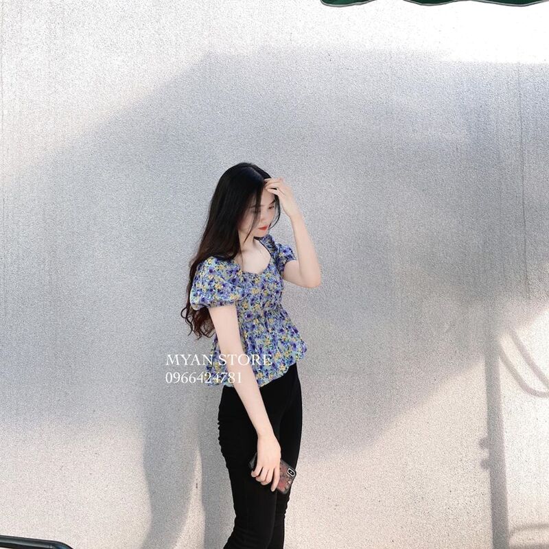 Áo hoa nhí croptop chun eo