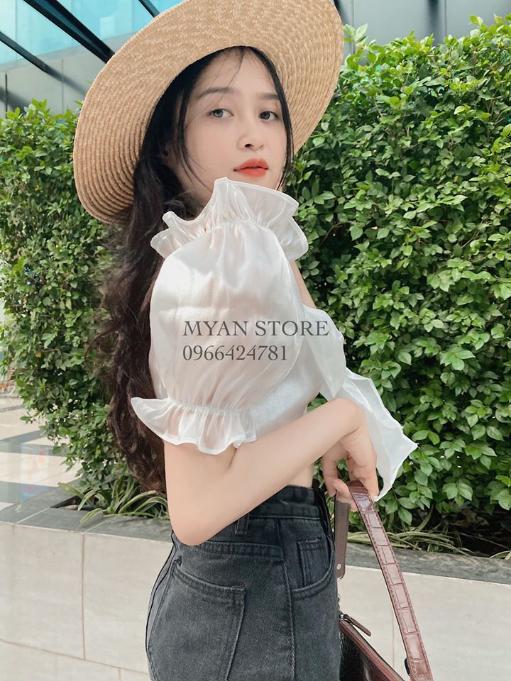 Áo organza nơ ngực