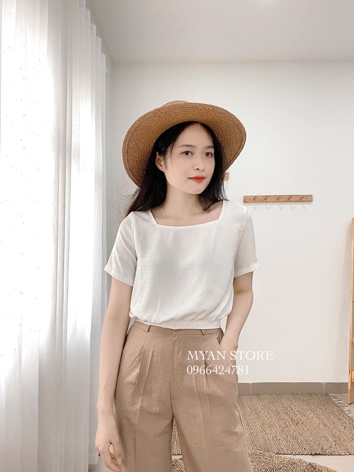 Áo croptop lụa buộc nơ sau
