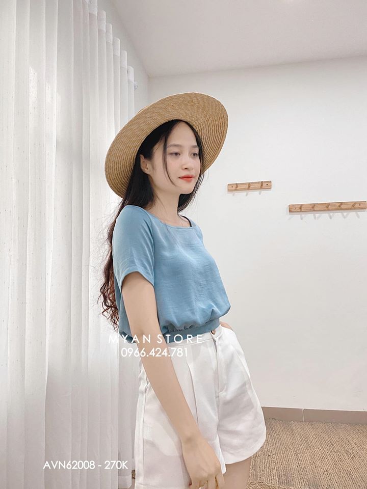 Áo croptop lụa buộc nơ sau