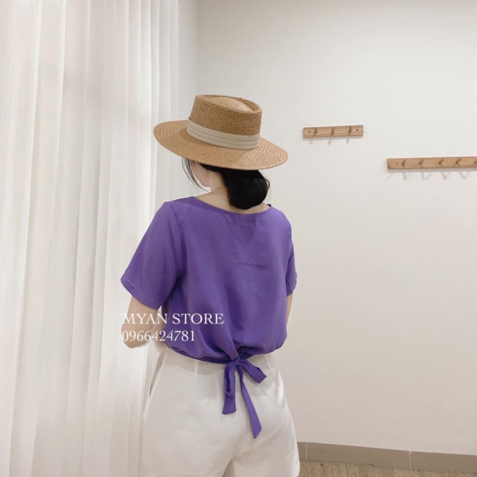 Áo croptop lụa buộc nơ sau