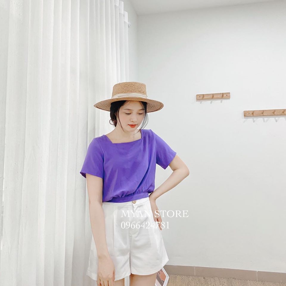 Áo croptop lụa buộc nơ sau