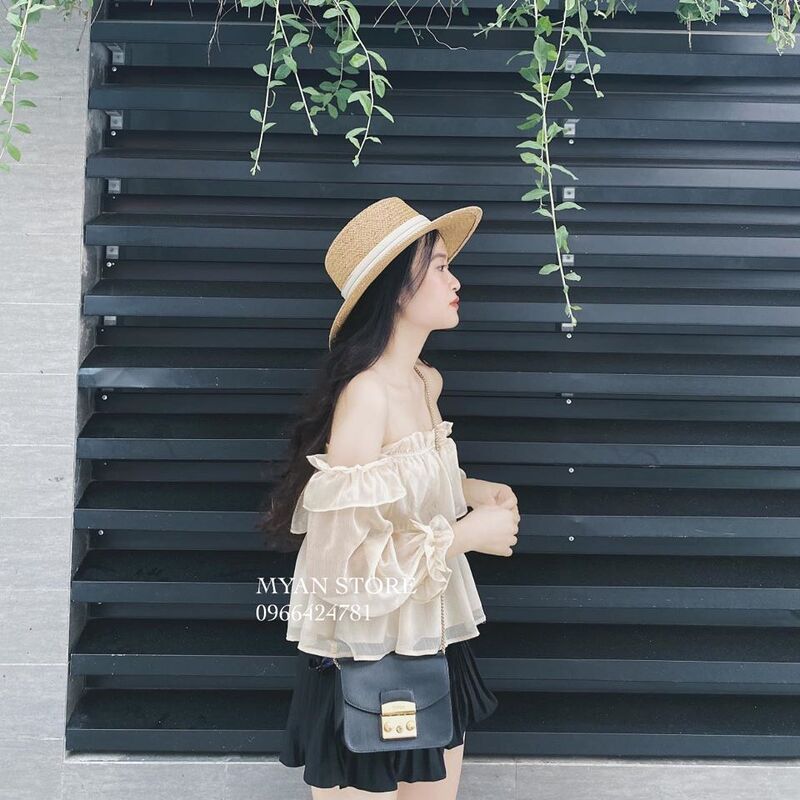 Áo trễ vai bèo tay chun eo (4m)