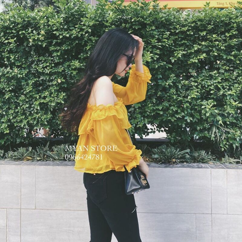 Áo trễ vai bèo tay chun eo (4m)