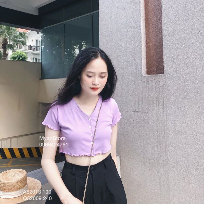 Áo croptop ZaK cúc trước (5m)