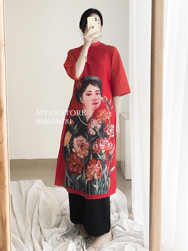 Set áo dài+quần cô gái